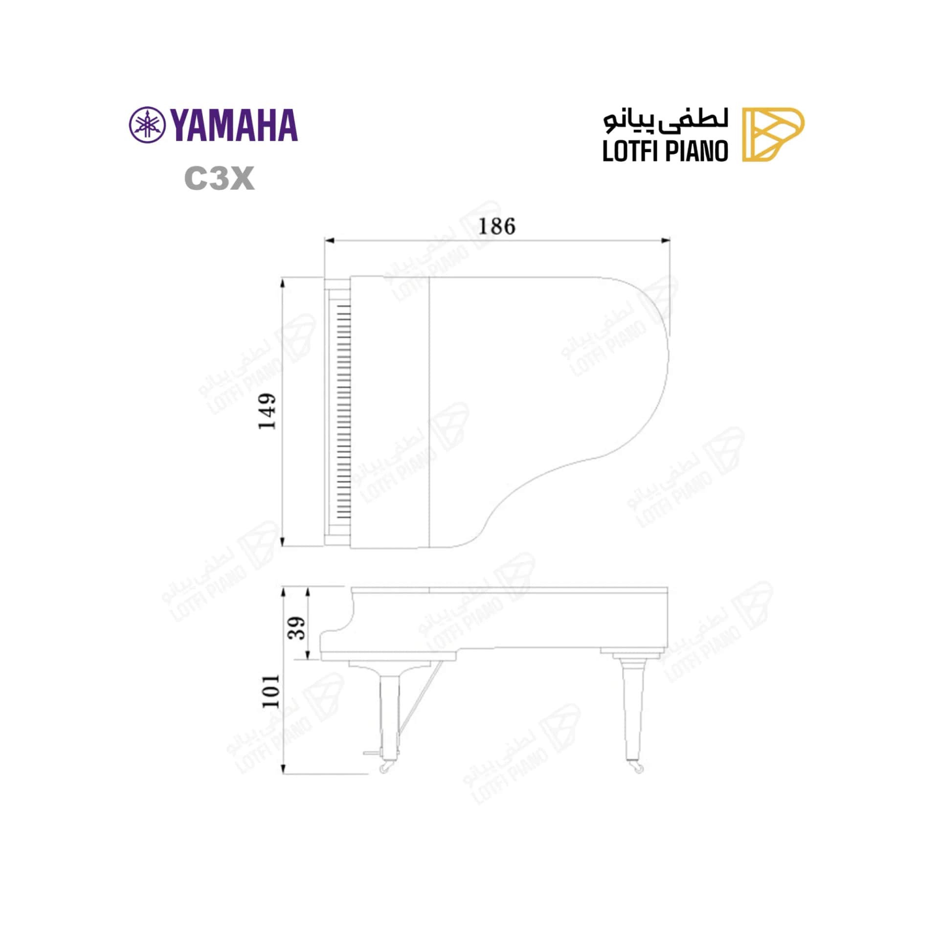 پیانو رویال یاماها مدل YAMAHA C3X - thumbnail 5