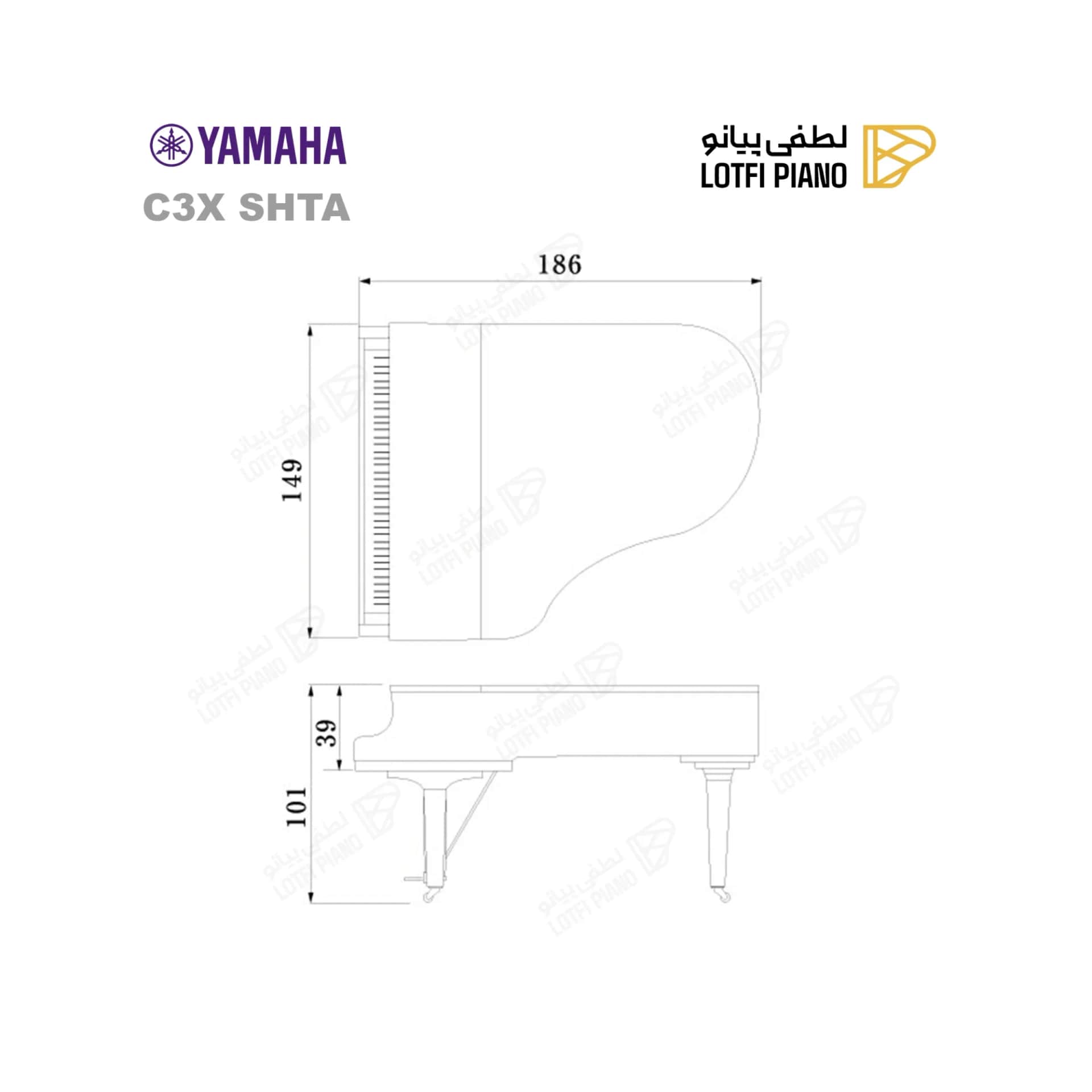 پیانو دیسکلاویه رویال یاماها مدل YAMAHA C3X SHTA - 10